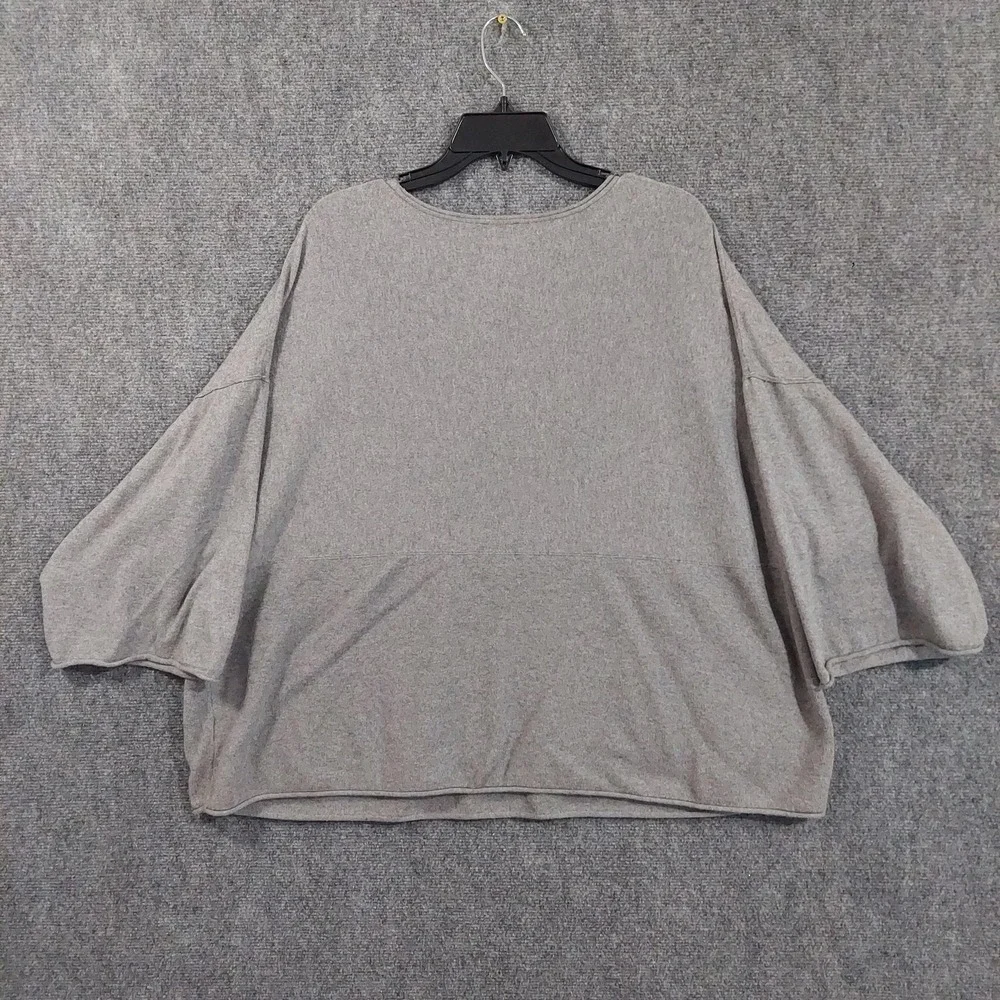 Pure Jill Sweatshirt Womens Large Gray Cotton Cashmere Knit Tunic Pockets Dolman